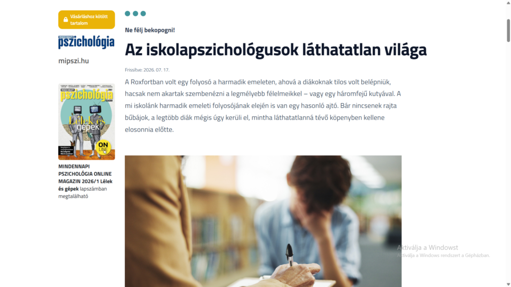 Az iskolapszichológusok láthatatlan világa – MiPszi 2026/1